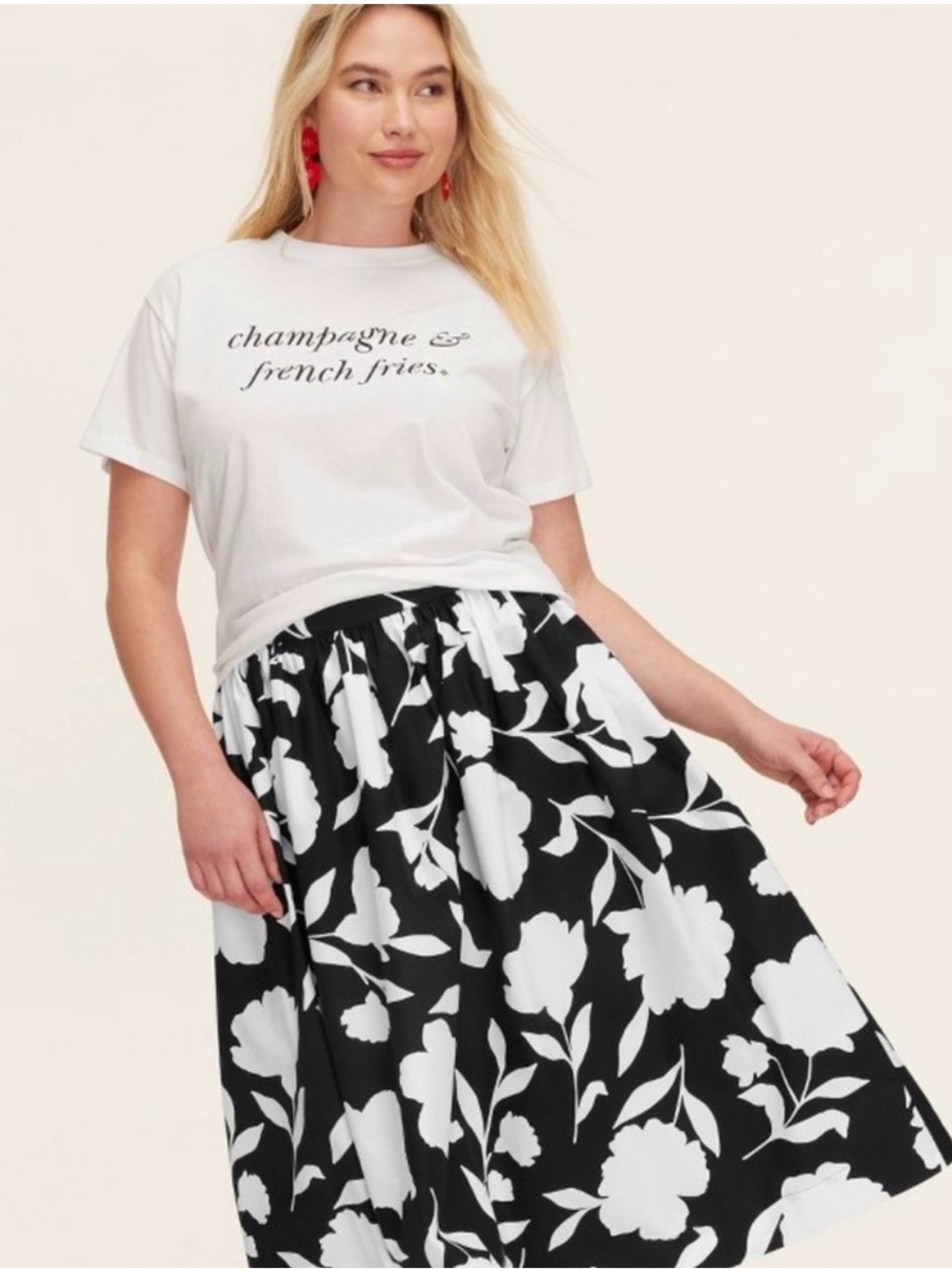 Kate Spade x Target Black and White Floral Midi Skirt